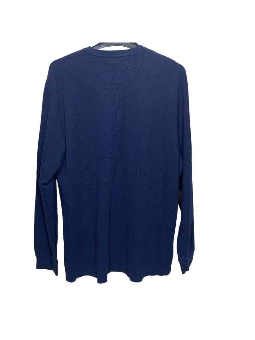 Chaps Henley Shirt Mens XL Navy Blue Long Sleeve Waffle Knit Cotton Thermal - Picture 3 of 6